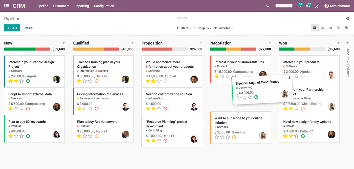 Odoo - Sample 2 for three columns