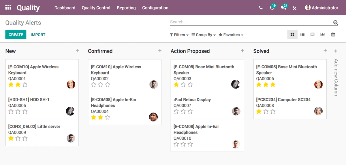 Odoo - Sample 2 for three columns
